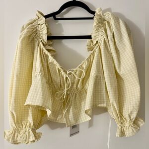 Rumored Gingham Ruffle Blouse